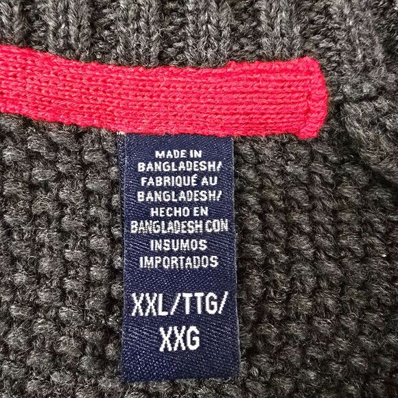 Fair Isle Ski Sweater Mens XXL Gray White Red Nordic Alpine 1/4 Zip Winter Snow - Picture 6 of 9